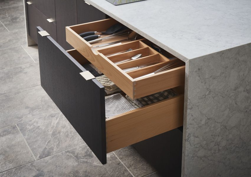 Hidden Double Drawer - Two Tiered Kitchen Cabient Storage & Organizer