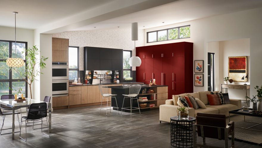 Design Craft Frameless Cabinets Red And Black Slab Kitchen Cabinets